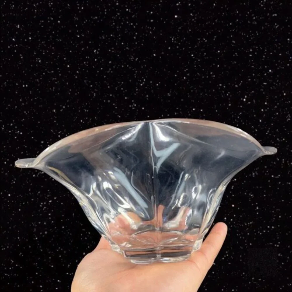 DUNCAN & MILLER Clear Canterbury Centerpiece Crimped Bowl‎ Dish Wavy Top Vintage